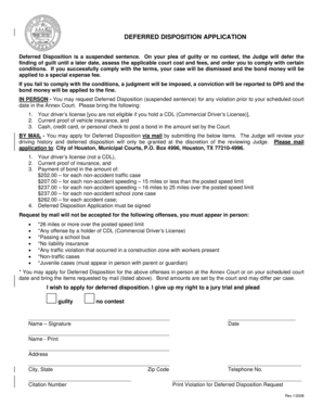 Deferred Disposition Application