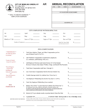 City of Bowling Green KY Annual Reconciliation