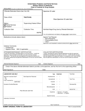 Chain of Custody for Drug Analysis