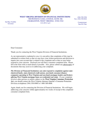 West Virginia Consumer Complaint Form