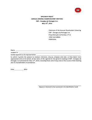 Proxy Form for EDP Annual General Shareholders' Meeting