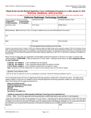 California Radiologic Technology Certificate Renewal Application