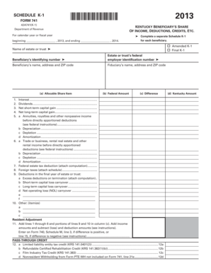 Kentucky Beneficiary's Share Form 741 Schedule K-1