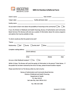 MDS 3.0 Section Q Referral Form