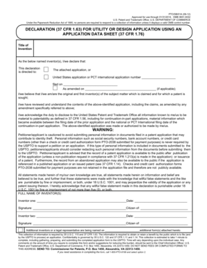 USPTO Declaration for Utility or Design Application