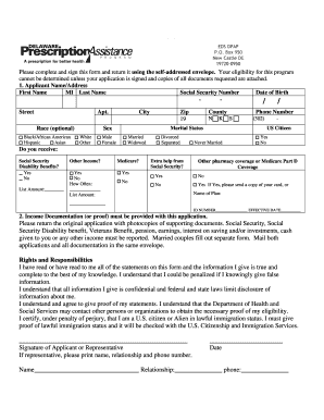 Delaware Prescription Assistance Program Application