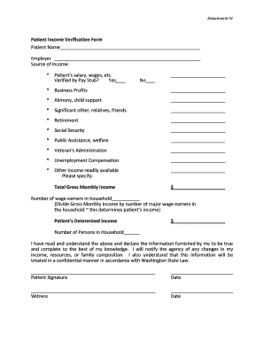 Patient Income Verification Form