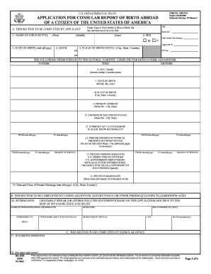 Application for Consular Report of Birth Abroad