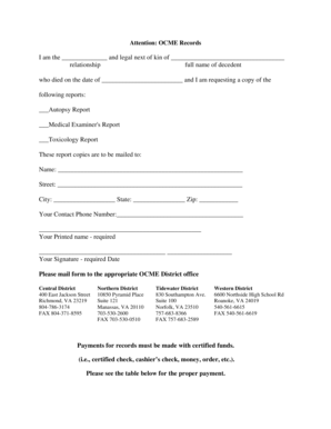 Virginia Death Records Request Form