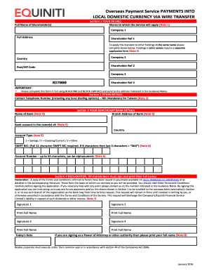 Overseas Payment Service Mandate Form