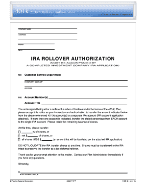 401(k) Plan Asset Transfer Form