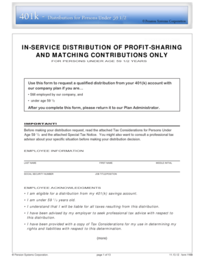 401(k) In-Service Distribution Request Form