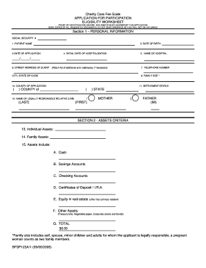 Charity Care Application Form