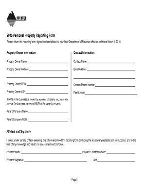 2015 Montana Personal Property Reporting Form