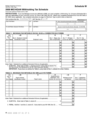 Michigan Withholding Tax Schedule W