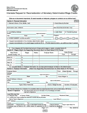 Interstate Request for Reconsideration of Monetary Determination/Wage Credits