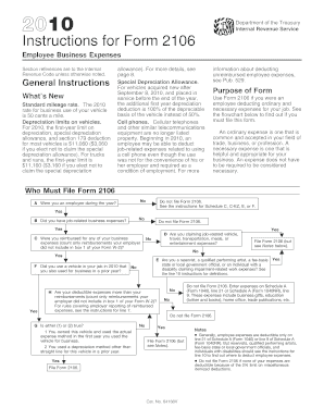 Instructions for Form 2106 Employee Business Expenses