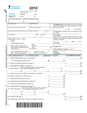 Wisconsin Income Tax Form 2010