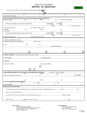 Colorado Report of Adoption
