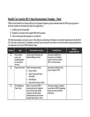 FEMA Flood Mitigation Benefit-Cost Analysis Template