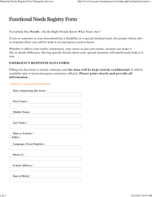 Functional Needs Registry Form