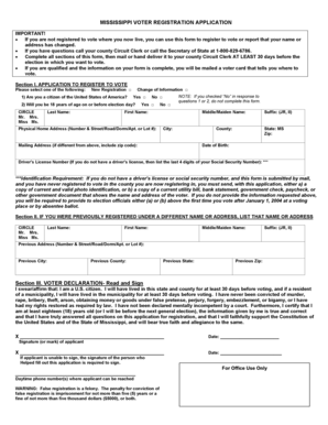 Mississippi Voter Registration Application