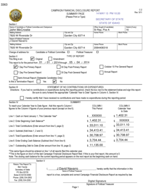 Idaho Campaign Financial Disclosure Report C-2