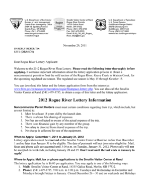 Rogue River Float Lottery Application