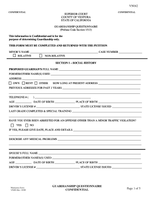 California Guardianship Questionnaire