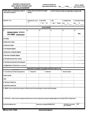 FEMA Financial Status Report