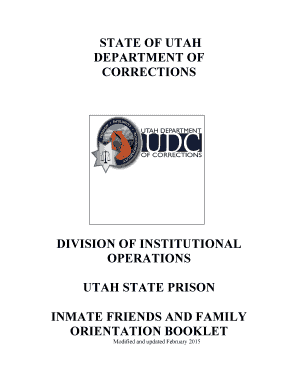 Friends & Family Orientation Booklet - Utah Department of Corrections