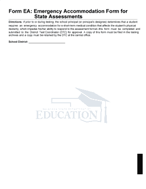 Emergency Accommodation Form for State Assessments