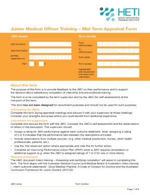 Junior Medical Officer Mid-Term Appraisal Form