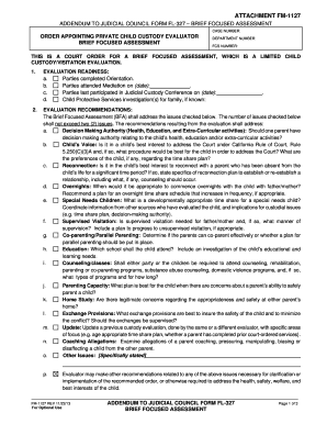 Addendum to Judicial Council Form FL-327 – Brief Focused Assessment