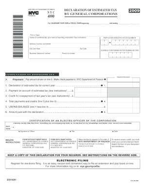 New York City General Corporation Tax Declaration