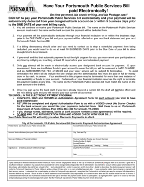 Portsmouth Public Services Electronic Payment Authorization