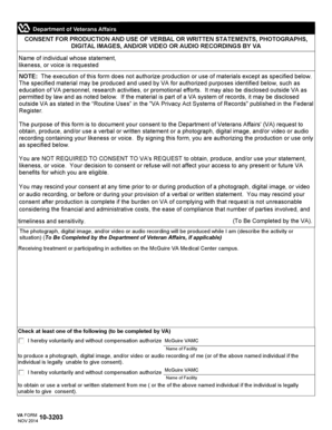 VA Consent Form for Production and Use of Statements and Recordings