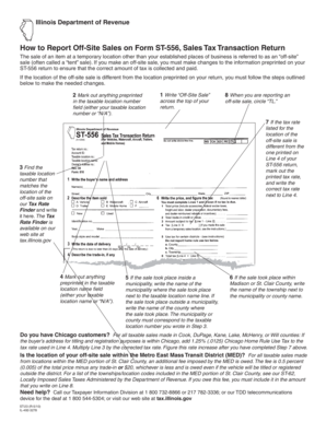 Illinois Form ST-556 Off-Site Sales Tax Transaction Return
