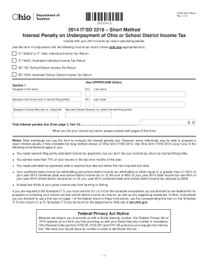 Ohio IT/SD 2210 Short Form