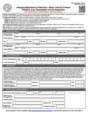 Georgia Assembled Vehicle Inspection Affidavit