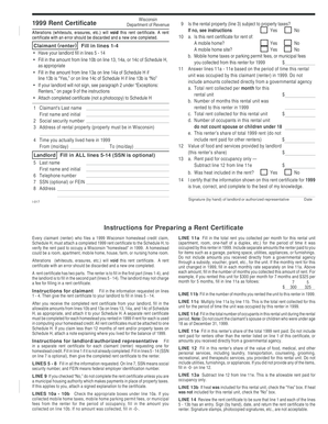 Wisconsin 1999 Rent Certificate