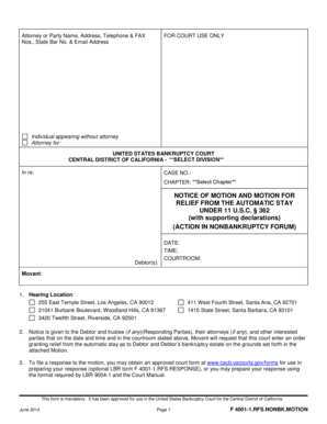Motion for Relief from Automatic Stay