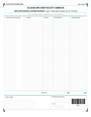 Oklahoma Employers Quarterly Contribution Report