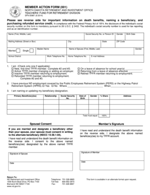 North Dakota Teachers' Fund for Retirement Member Action Form