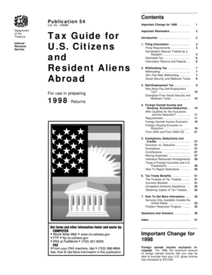 IRS Publication 54 Tax Guide for U.S. Citizens Abroad