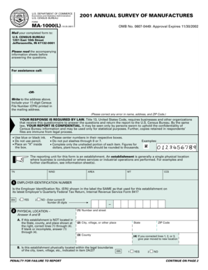 US Annual Survey of Manufactures Form MA-1000(L)