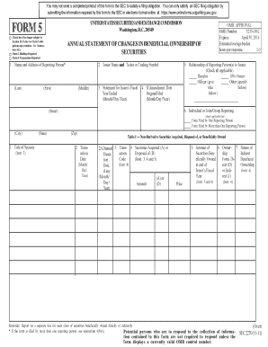 Form 5 Annual Statement of Changes in Beneficial Ownership