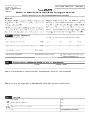 Connecticut Taxpayer Advocate Assistance Request