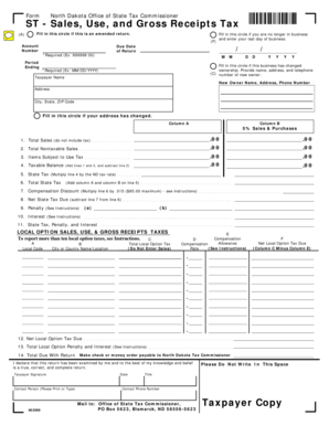 North Dakota Sales Use and Gross Receipts Tax Return