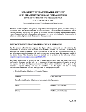 Ohio Standard Affirmation and Disclosure Form